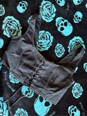 Forever 21 Black Lace-Up Corset Crop Top